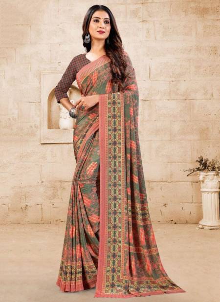 Brown Colour SUSHMA GRACE Fancy Designer Ethnic Wear Slim Crape Printed Latest Saree Collection 35004 A
